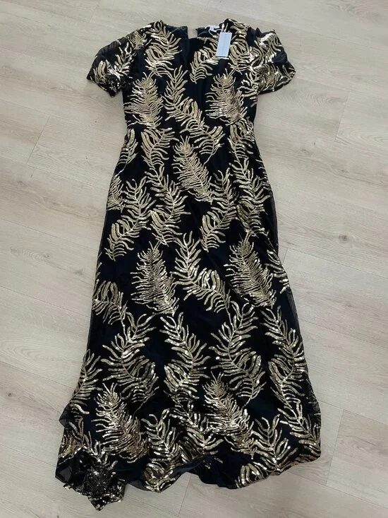 Baltic Born Muse Sequin Maxi Dress | Black + Gold Size XL NEW WITH TAGS - Picture 7 of 8
